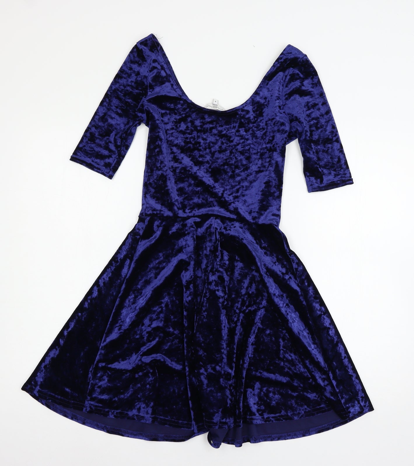 New Look Womens Blue  Velour Skater Dress  Size 8