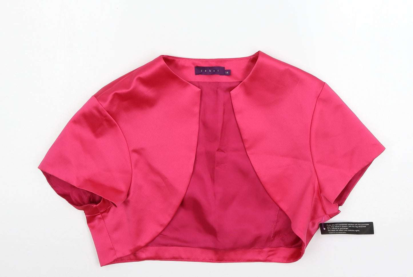 Debt Womens Pink  Satin Shrug Jumper Size 14
