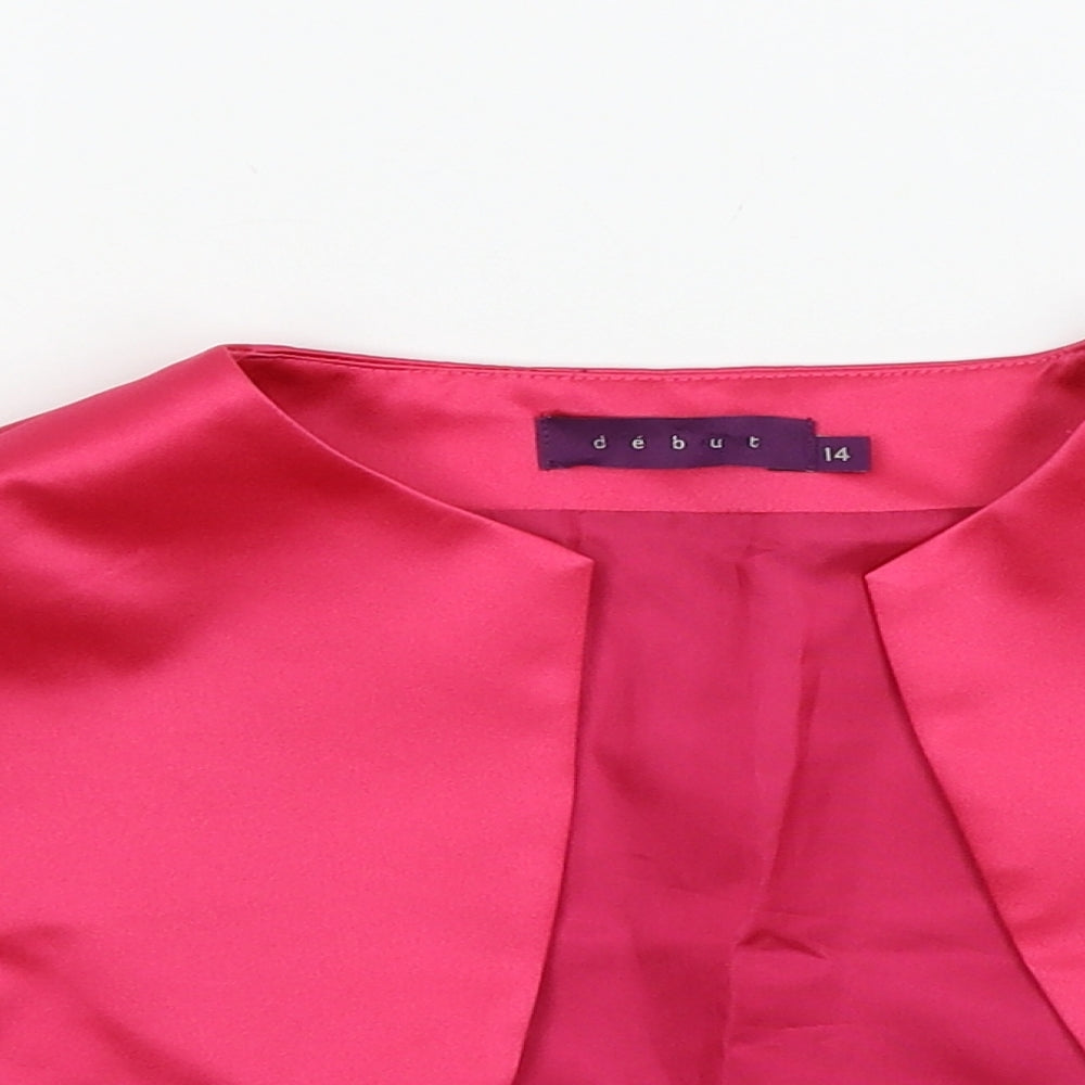 Debt Womens Pink  Satin Shrug Jumper Size 14