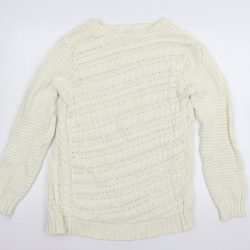 Cotton Trad Womens White  Knit Pullover Jumper Size 12