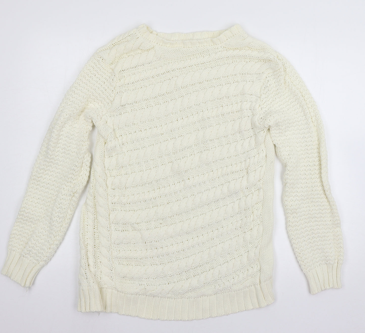 Cotton Trad Womens White  Knit Pullover Jumper Size 12