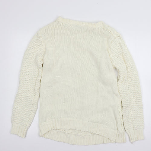 Cotton Trad Womens White  Knit Pullover Jumper Size 12