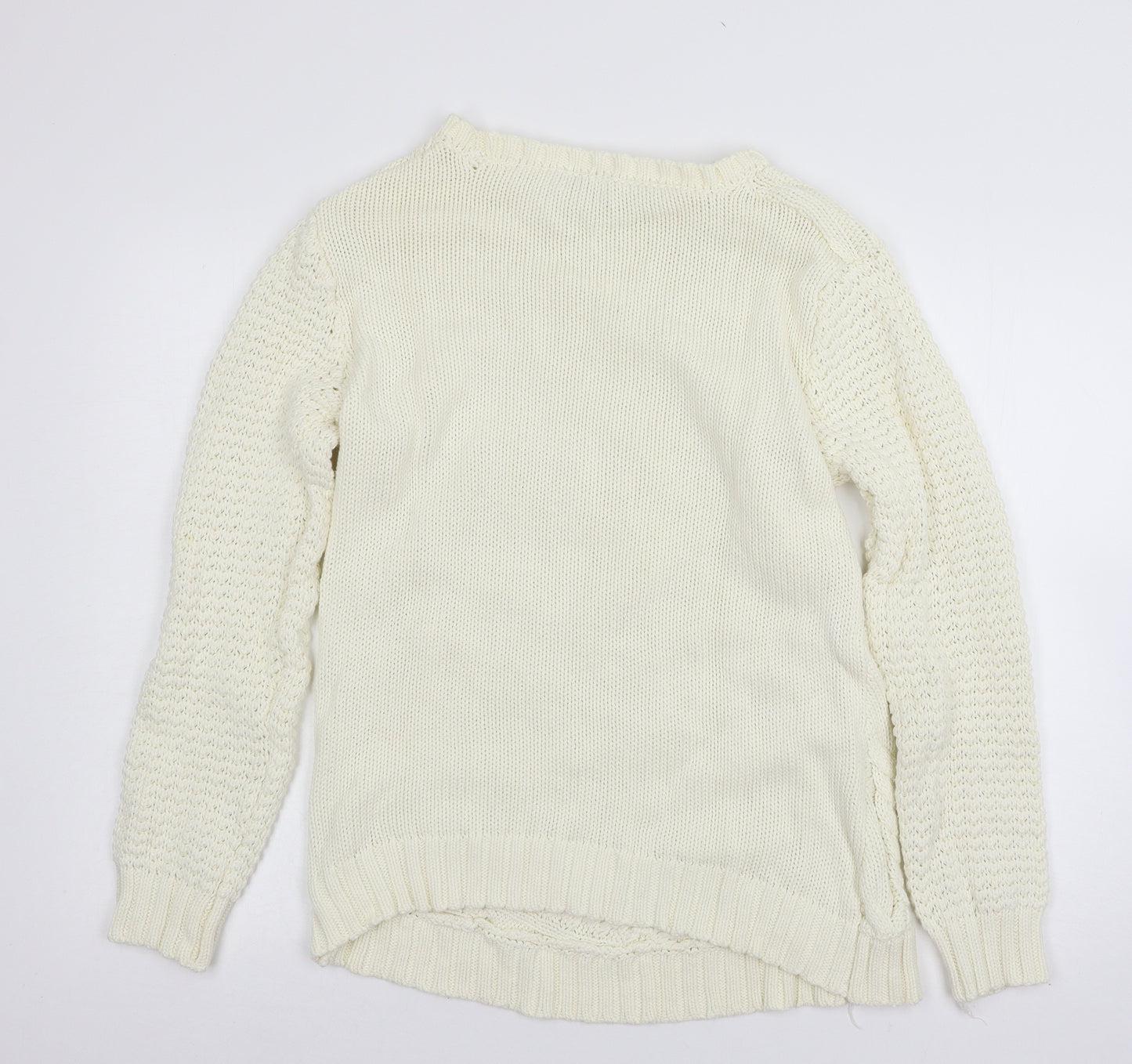 Cotton Trad Womens White  Knit Pullover Jumper Size 12