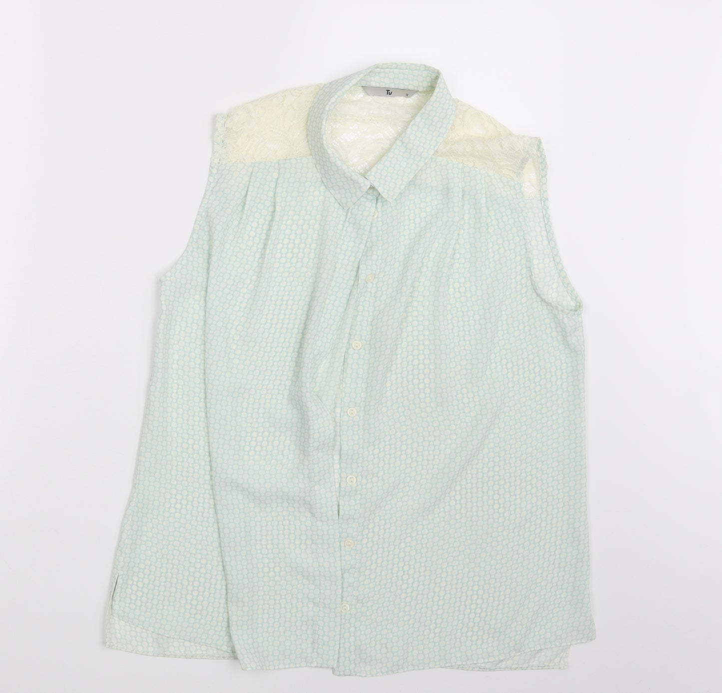 TU Womens White Polka Dot  Basic Button-Up Size 12