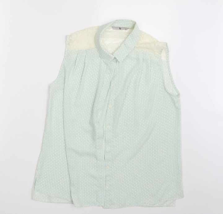 TU Womens White Polka Dot  Basic Button-Up Size 12