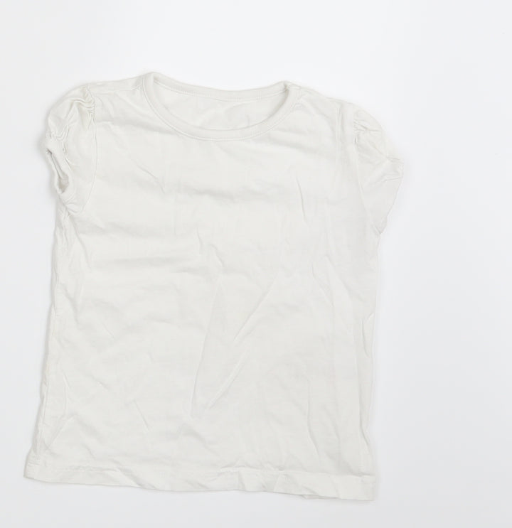 George Girls White   Basic T-Shirt Size 4-5 Years