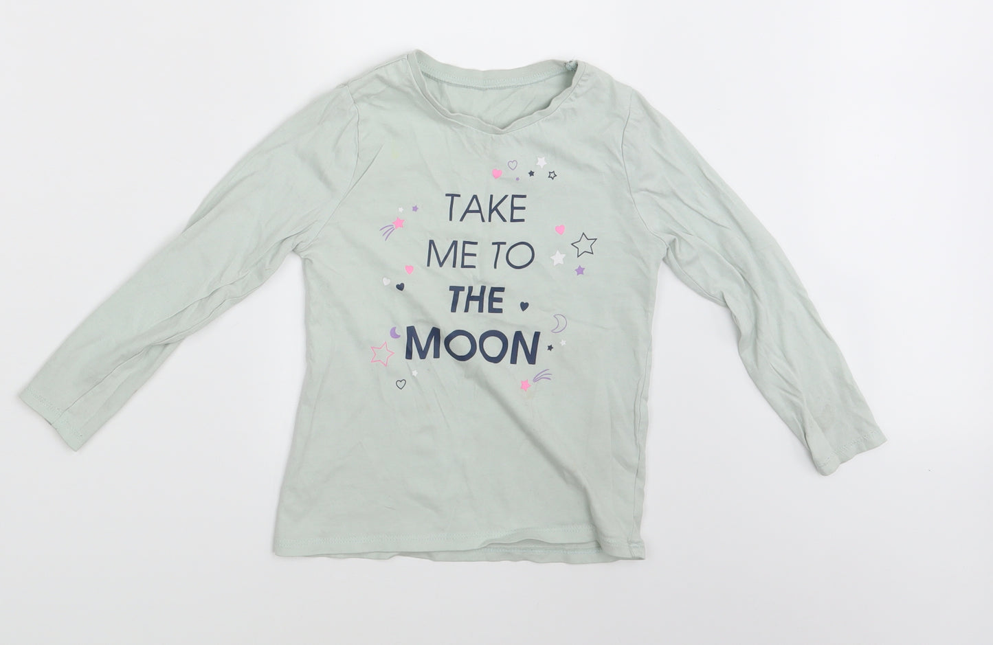 George Girls Blue   Basic T-Shirt Size 4-5 Years  - Take me to the Moon