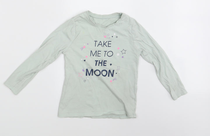 George Girls Blue   Basic T-Shirt Size 4-5 Years  - Take me to the Moon