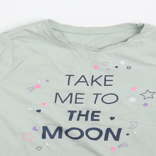 George Girls Blue   Basic T-Shirt Size 4-5 Years  - Take me to the Moon