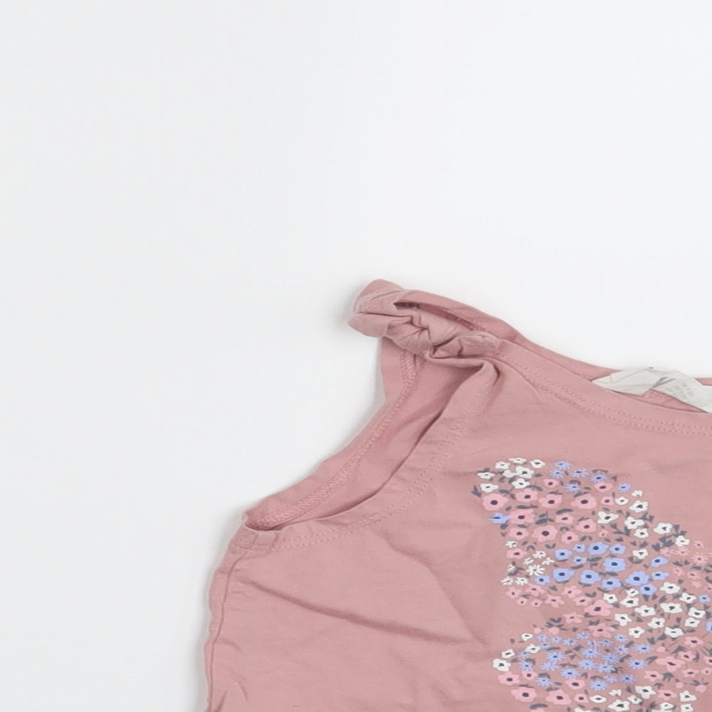 H&M Girls Pink Animal Print  Basic Tank Size 4-5 Years  - Butterfly