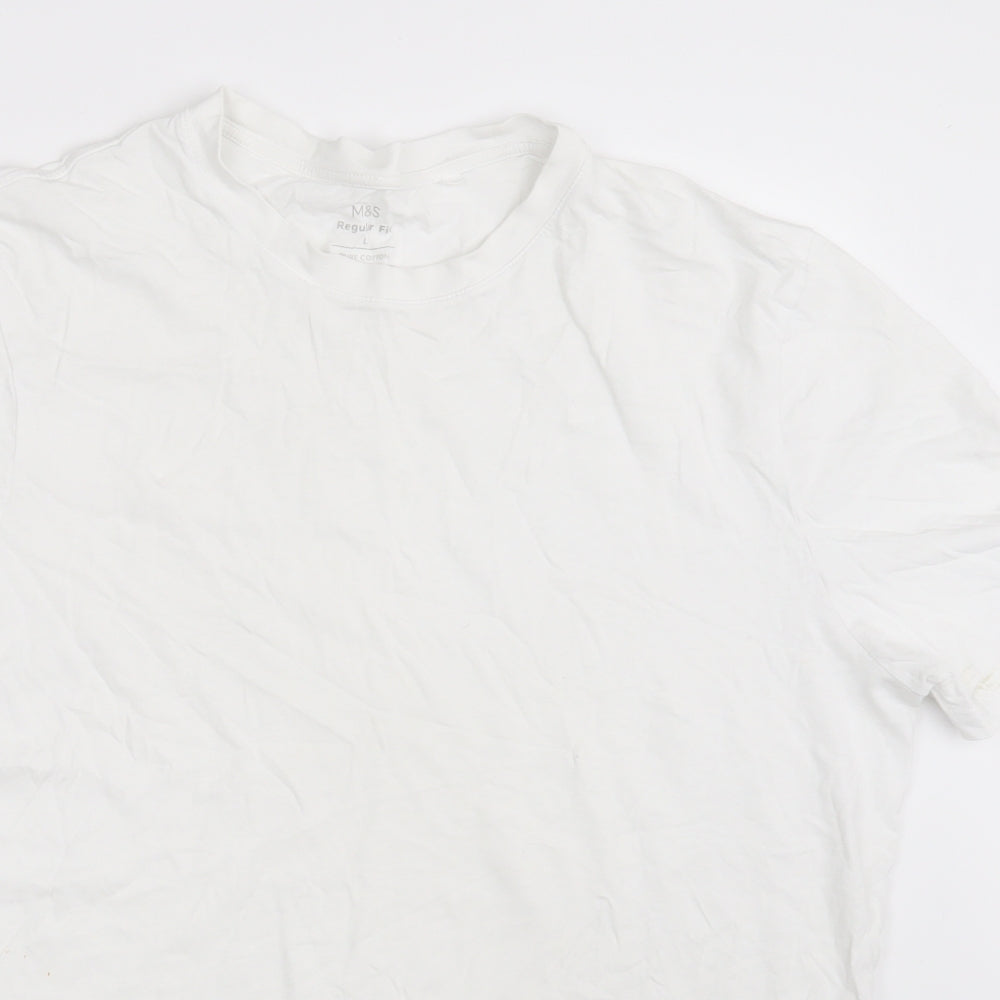 M&S Mens White    T-Shirt Size L