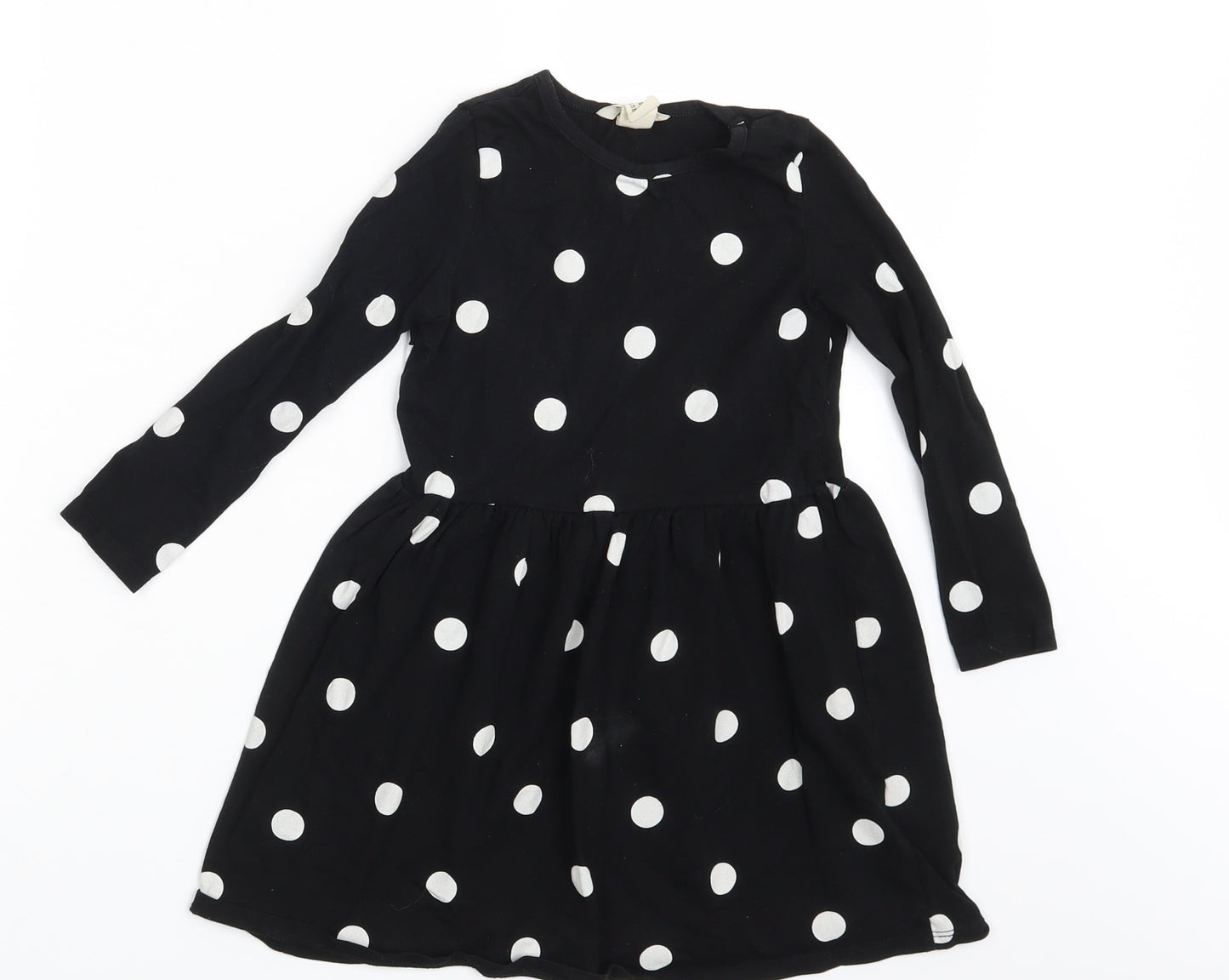 H&M Girls Black Polka Dot  T-Shirt Dress  Size 4-5 Years