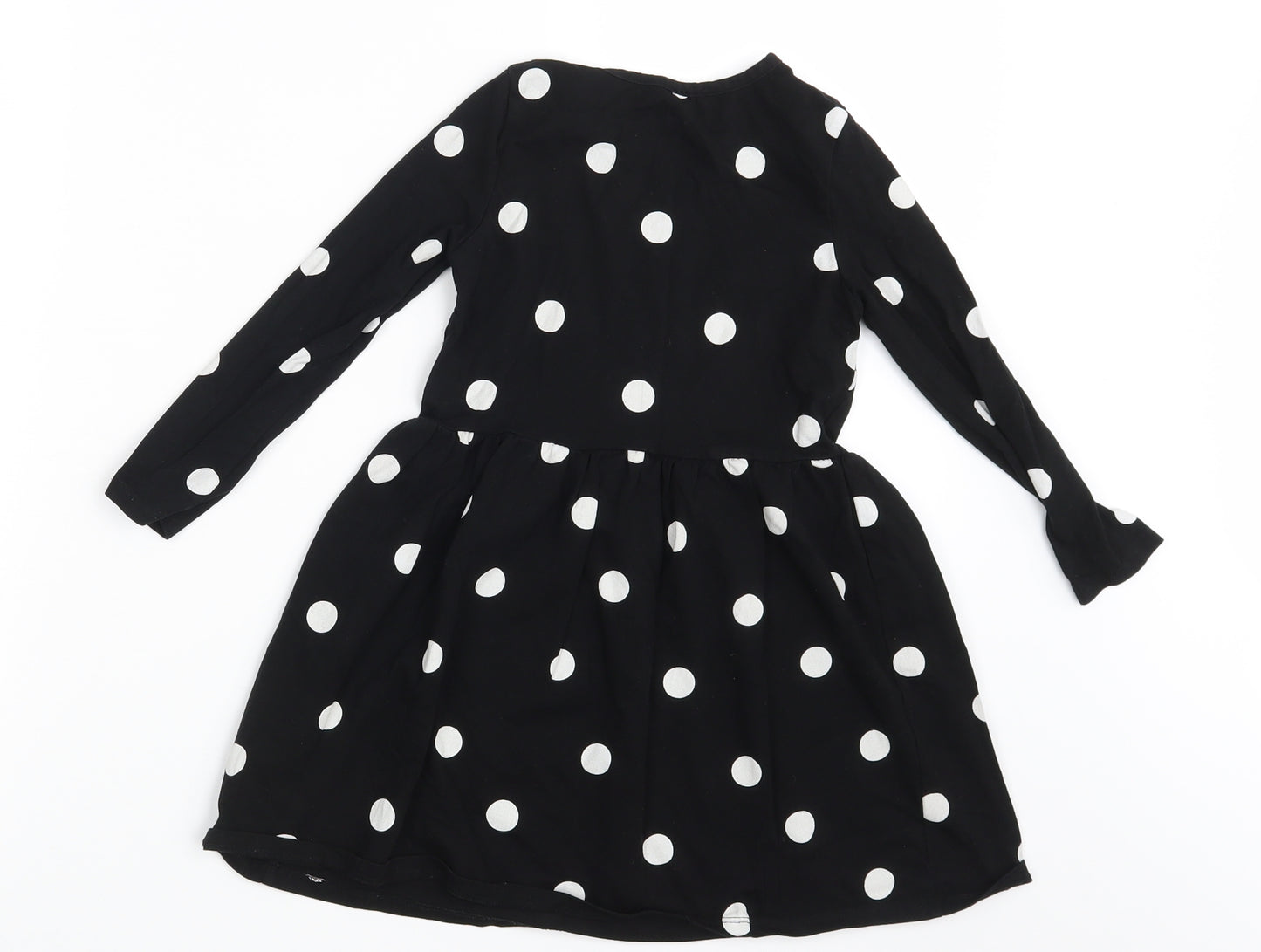 H&M Girls Black Polka Dot  T-Shirt Dress  Size 4-5 Years