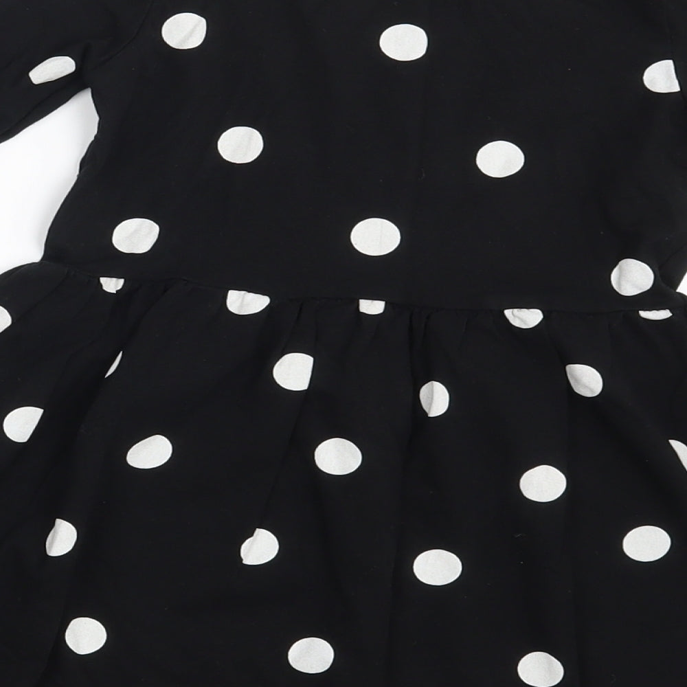 H&M Girls Black Polka Dot  T-Shirt Dress  Size 4-5 Years
