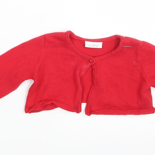 NEXT Girls Red   Cardigan Jumper Size 6-9 Months  - Collar to hem 6 in