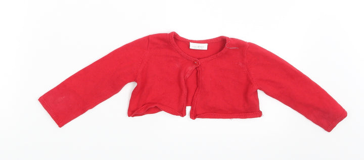 NEXT Girls Red   Cardigan Jumper Size 6-9 Months  - Collar to hem 6 in