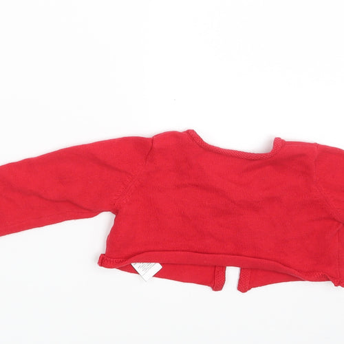 NEXT Girls Red   Cardigan Jumper Size 6-9 Months  - Collar to hem 6 in