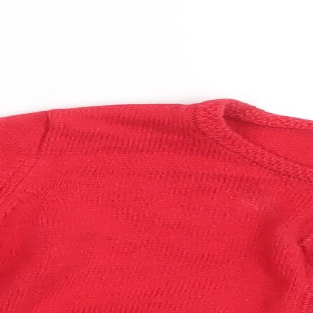 NEXT Girls Red   Cardigan Jumper Size 6-9 Months  - Collar to hem 6 in
