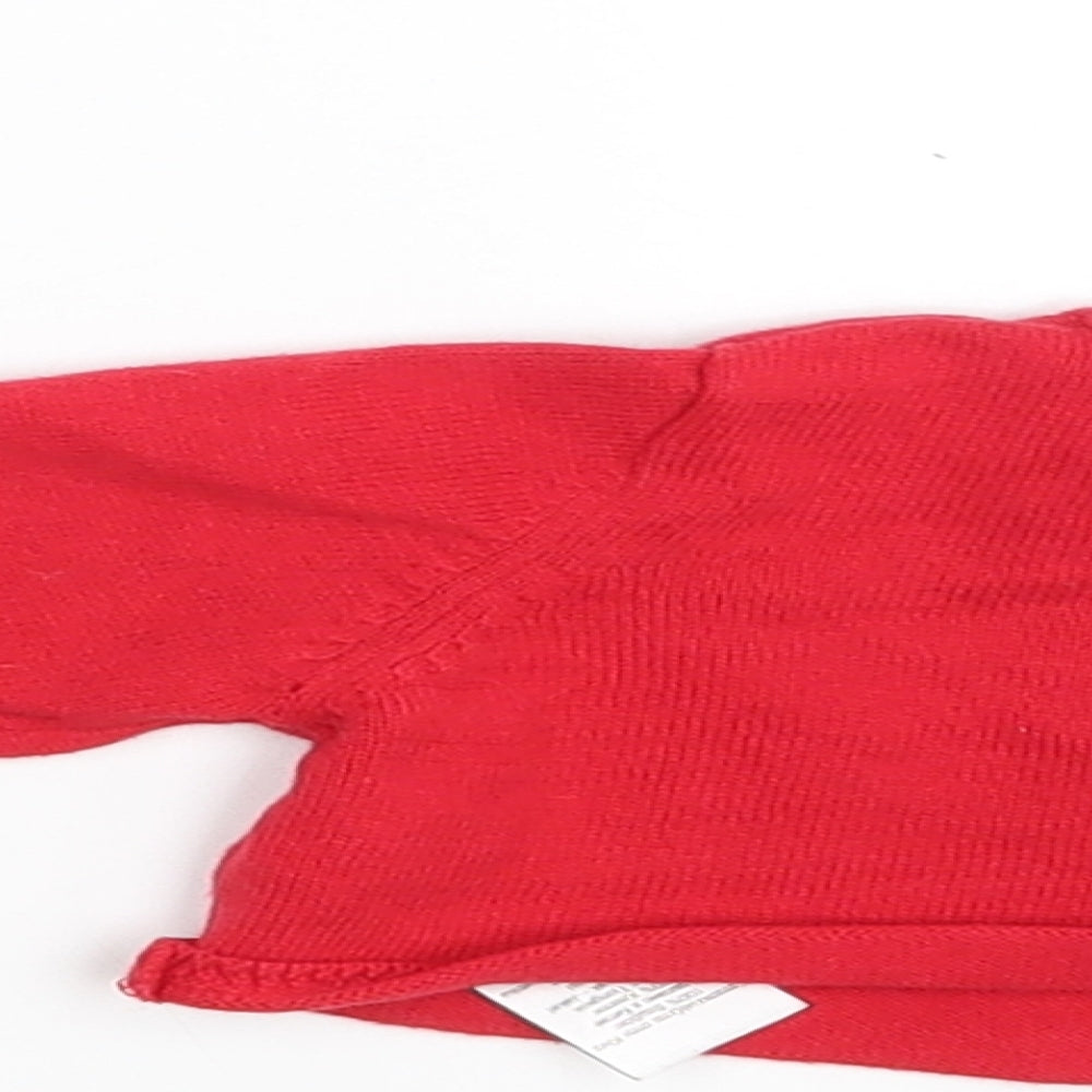 NEXT Girls Red   Cardigan Jumper Size 6-9 Months  - Collar to hem 6 in