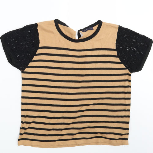 M&S Womens Brown Striped  Pullover Jumper One Size