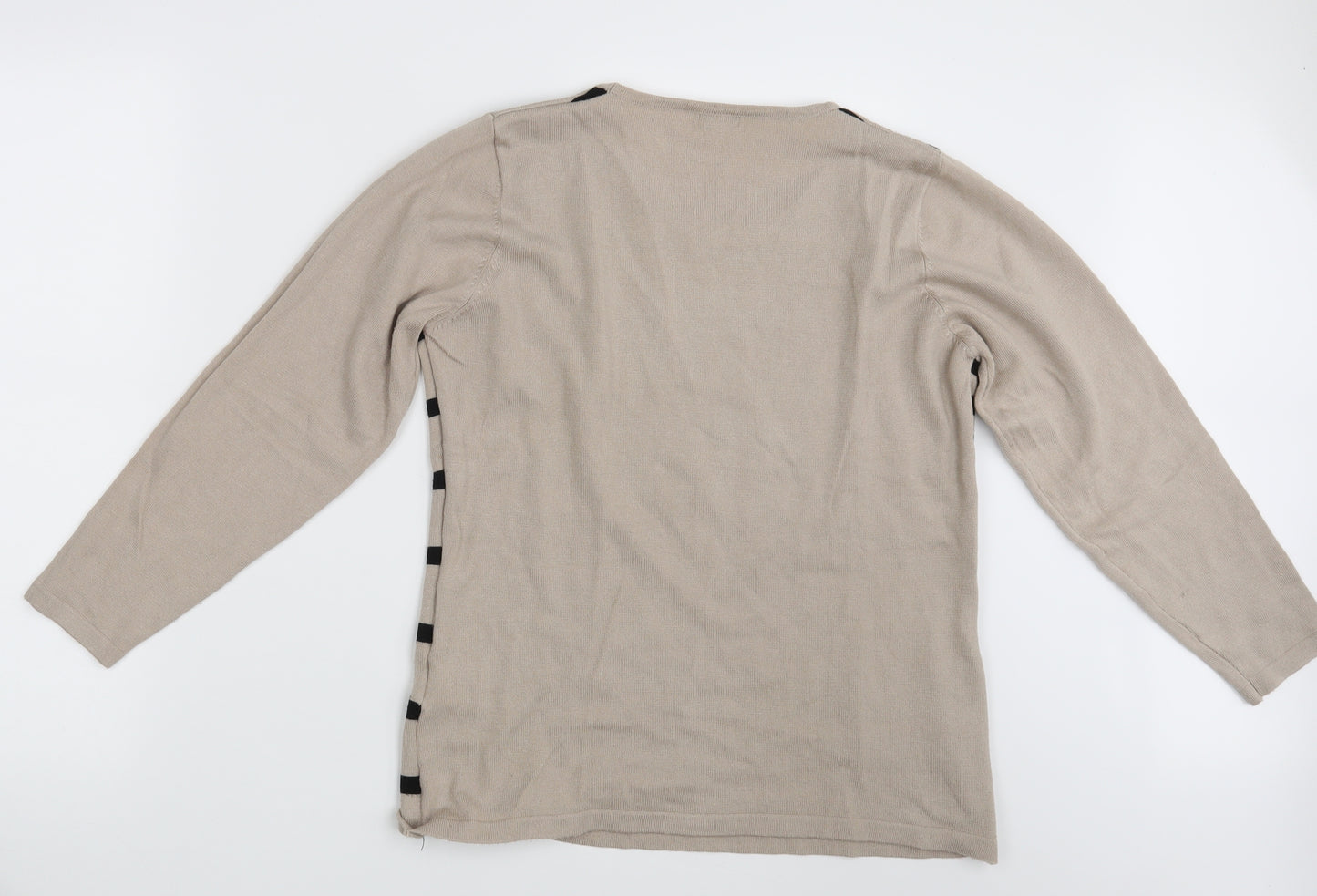 Text Womens Beige Geometric  Pullover Jumper Size L