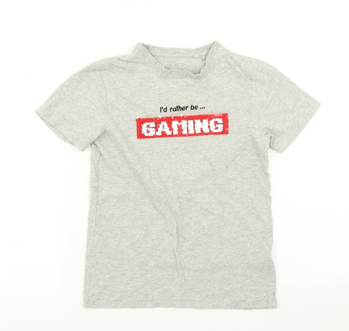 NEXT Boys Grey   Basic T-Shirt Size 8 Years  - Reversible sequins