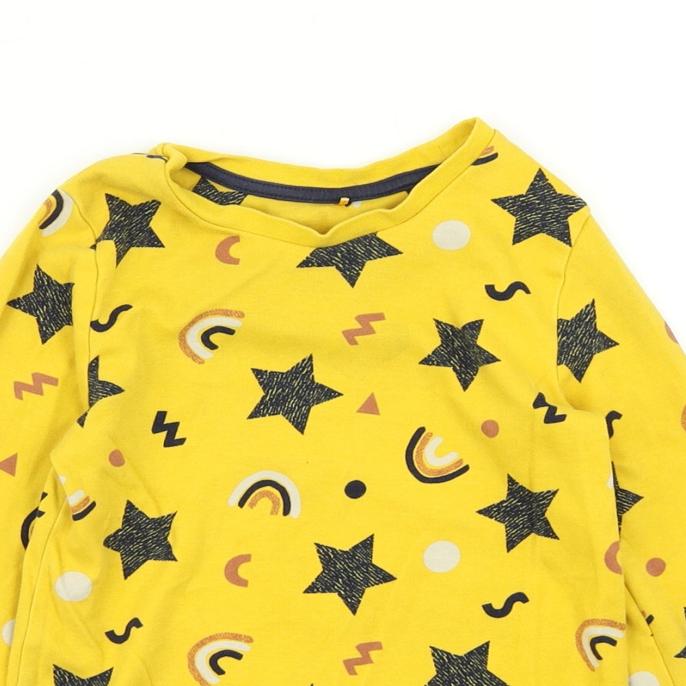 George Boys Yellow Spotted  Basic T-Shirt Size 7-8 Years  - Cuffed sleeve