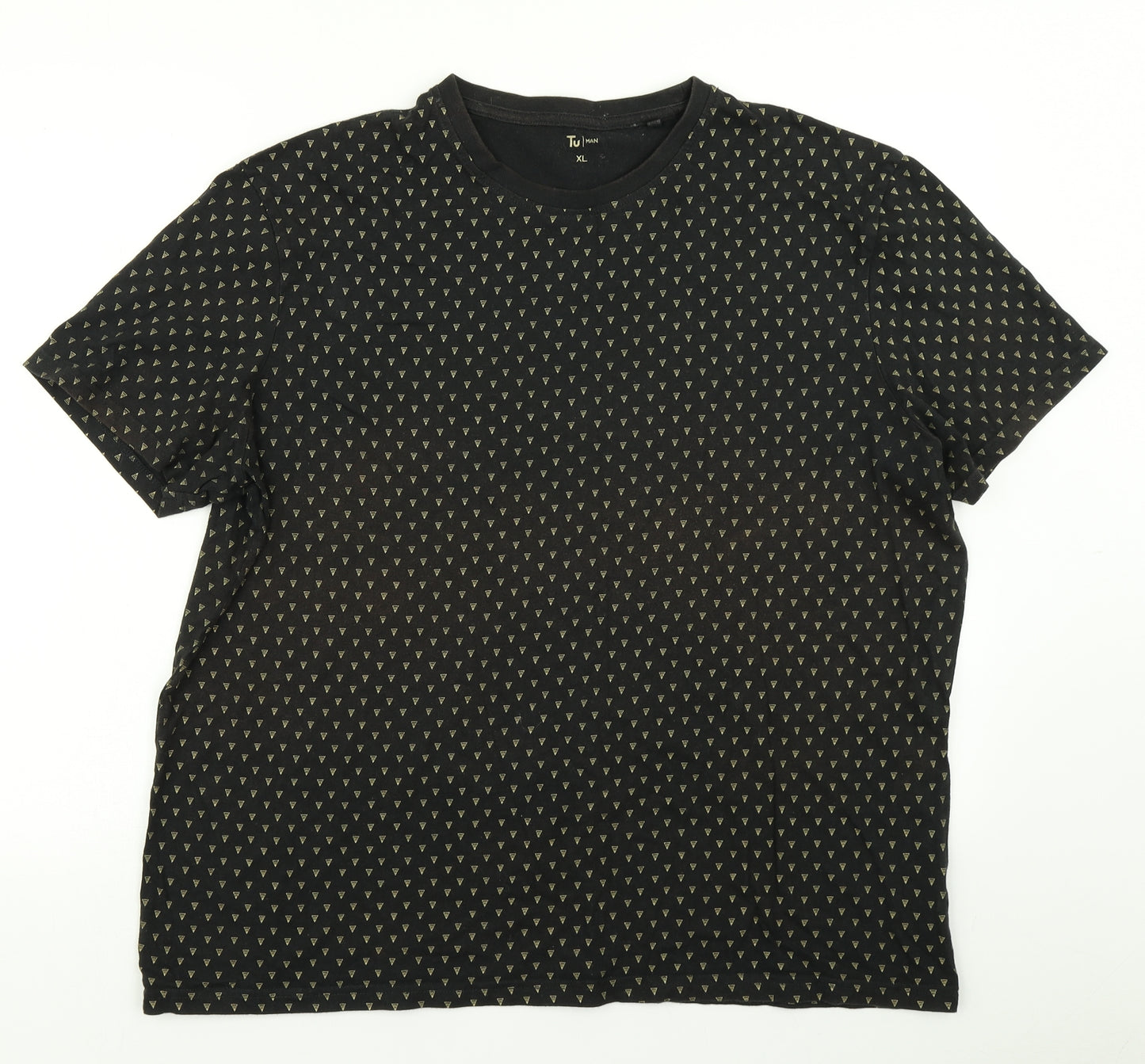 TU Mens Black Geometric   T-Shirt Size XL