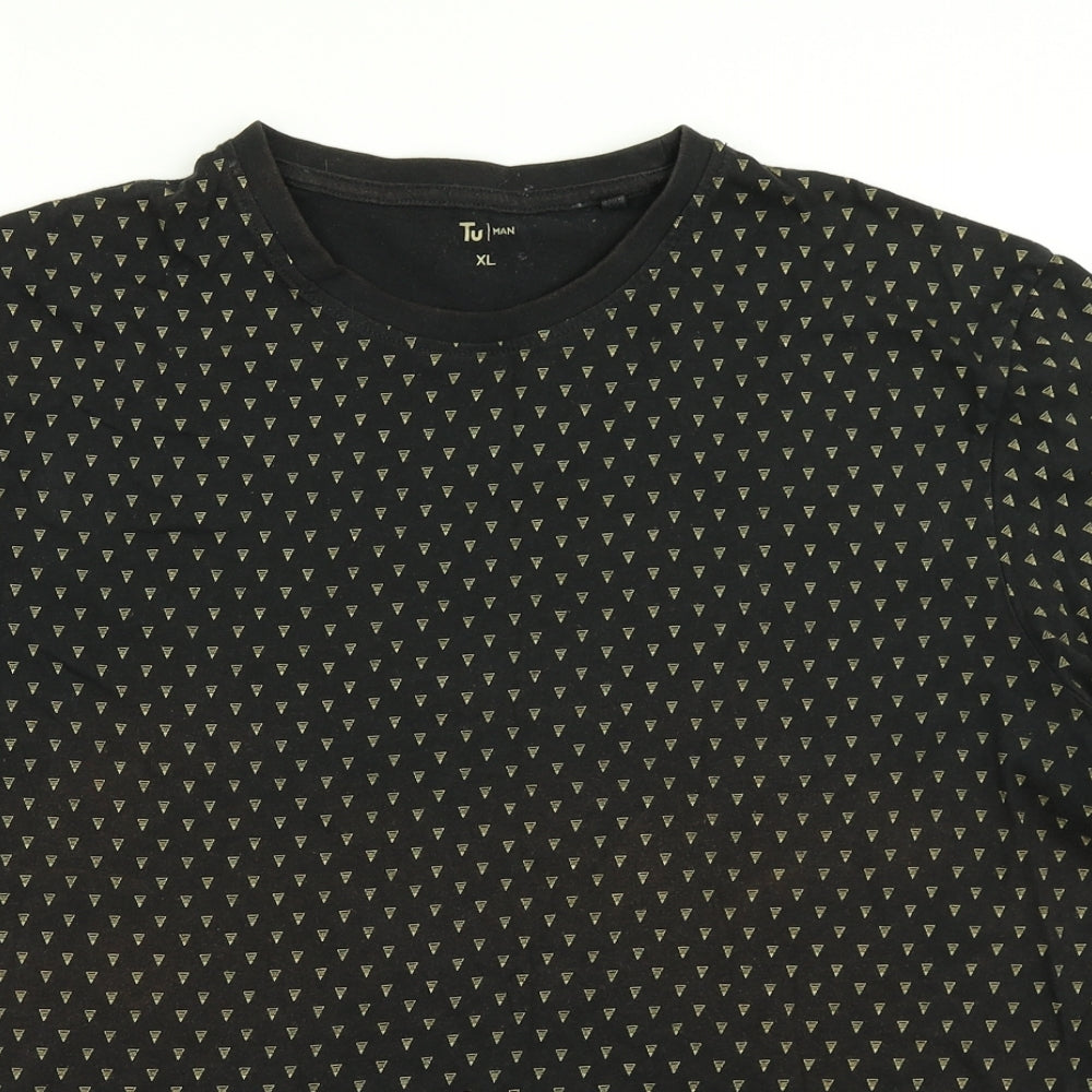 TU Mens Black Geometric   T-Shirt Size XL