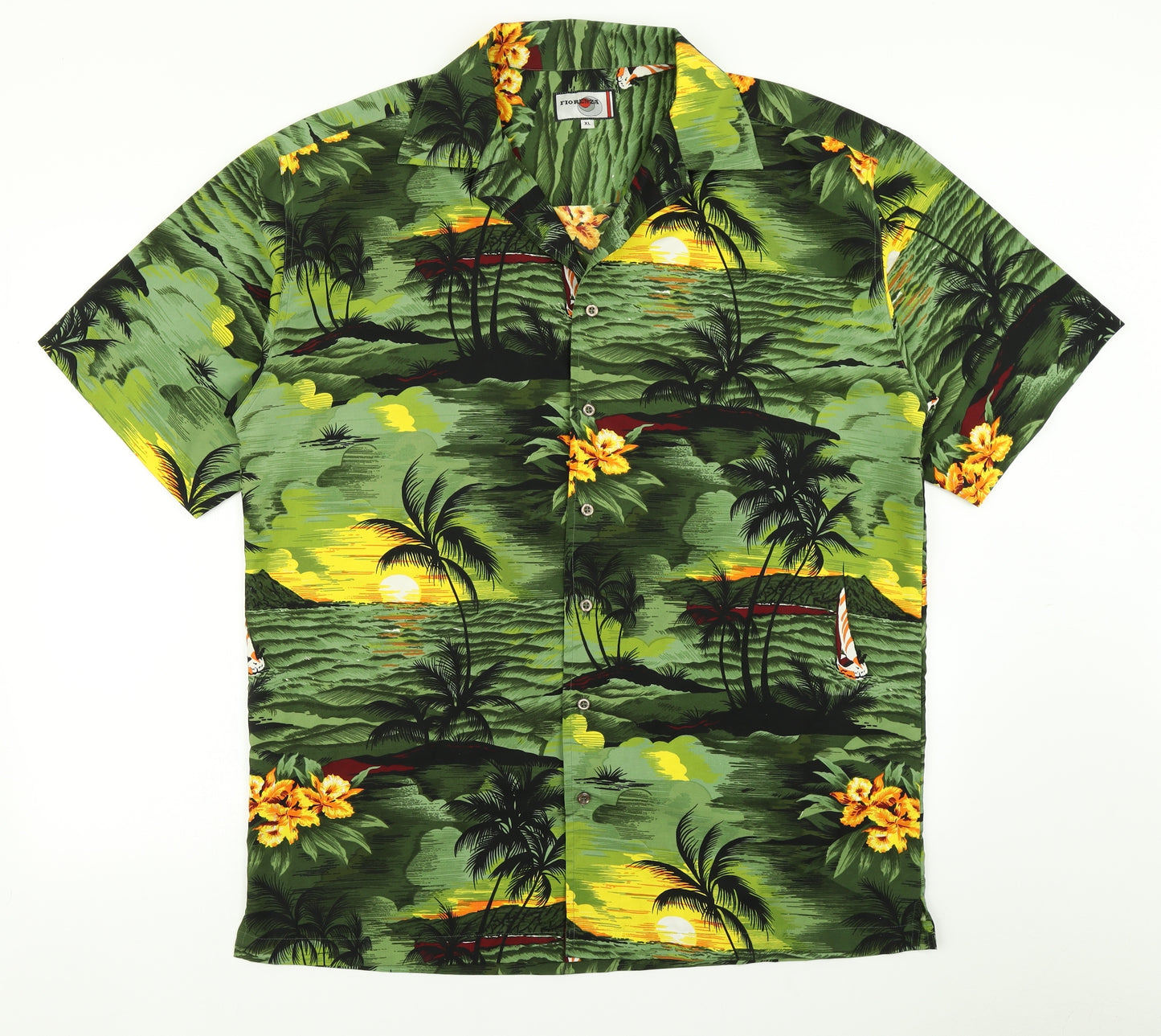 Fiorenza Mens Green Floral   Button-Up Size XL