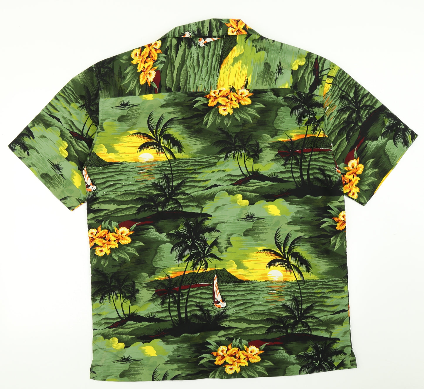 Fiorenza Mens Green Floral   Button-Up Size XL