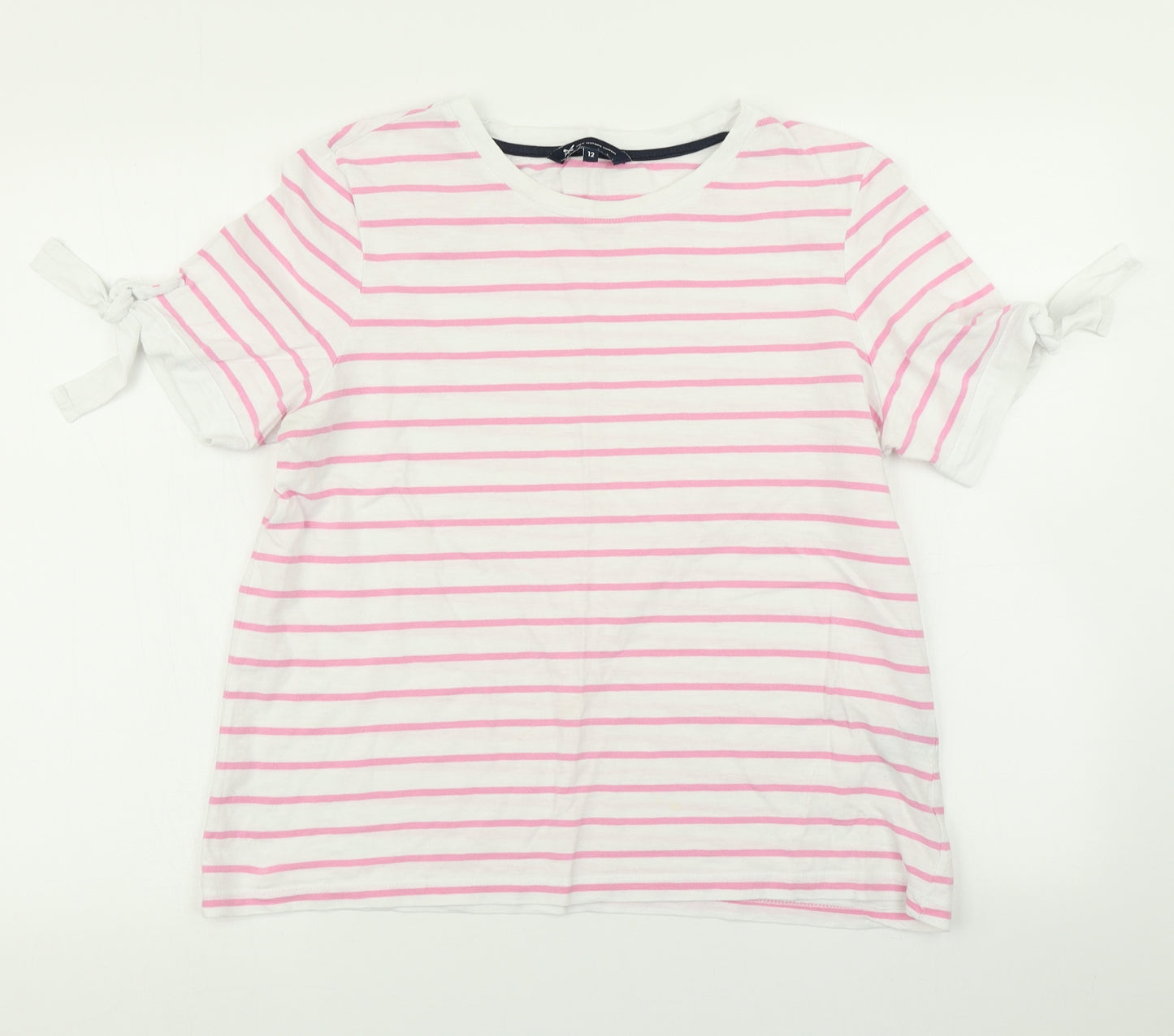 Crew Clothing Womens White Striped  Basic T-Shirt Size 12