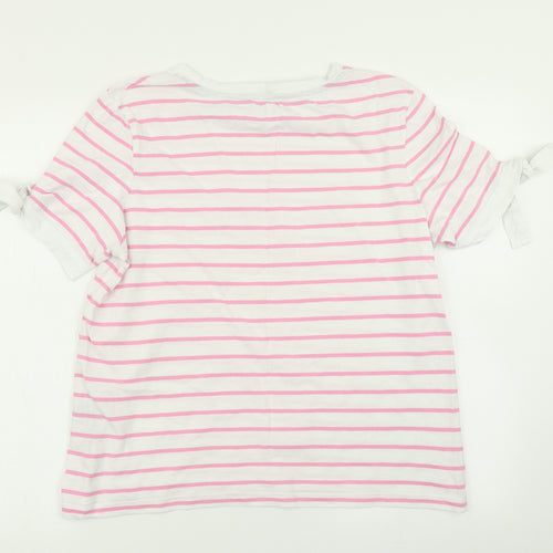 Crew Clothing Womens White Striped  Basic T-Shirt Size 12