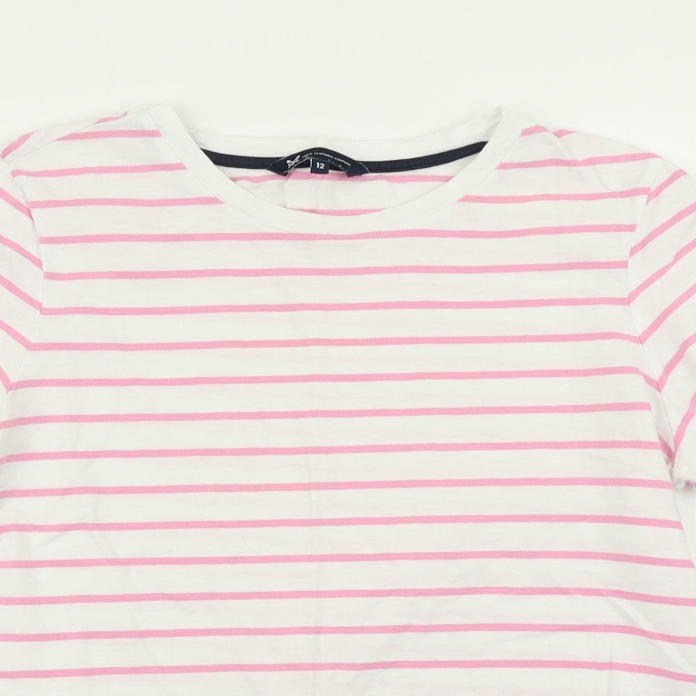 Crew Clothing Womens White Striped  Basic T-Shirt Size 12