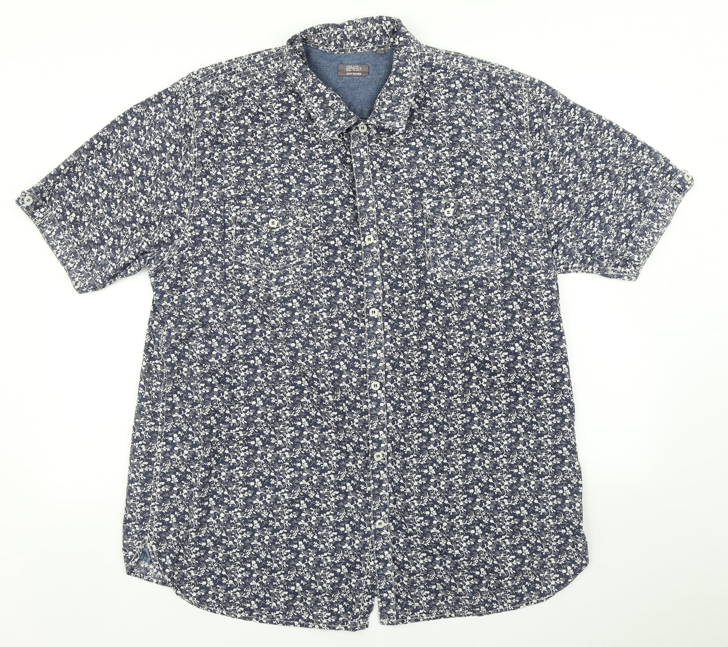 Jeff Banks Mens Blue Floral   Dress Shirt Size 2XL