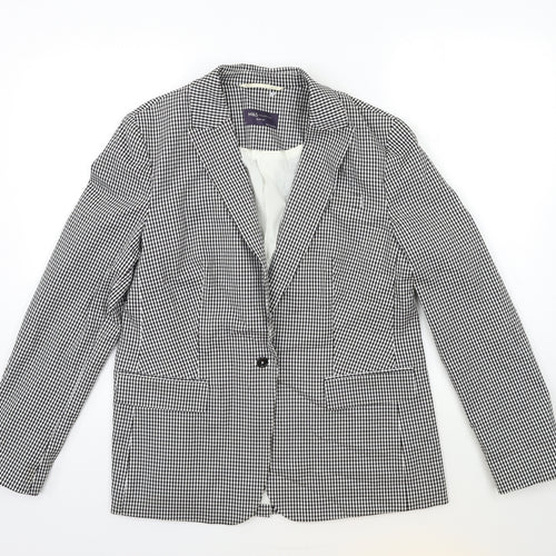 Marks and Spencer Womens Black Check  Jacket Blazer Size 14