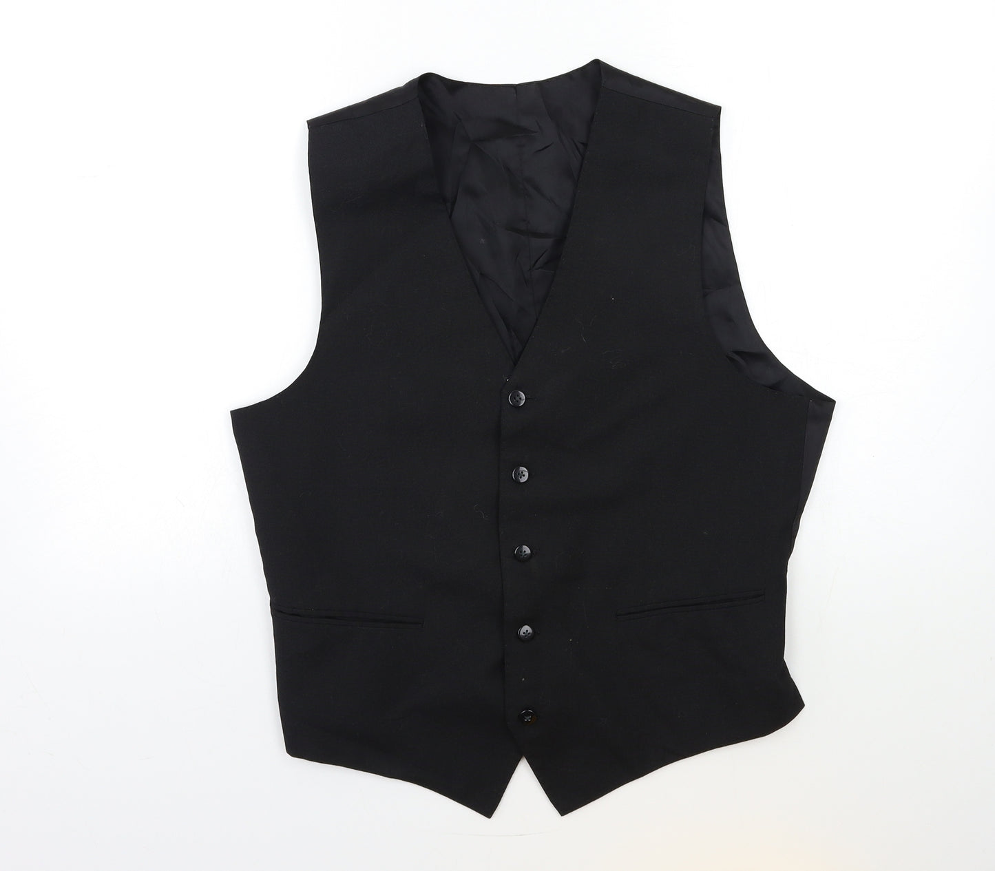 Preworn Mens Black   Jacket Suit Waistcoat Size 38