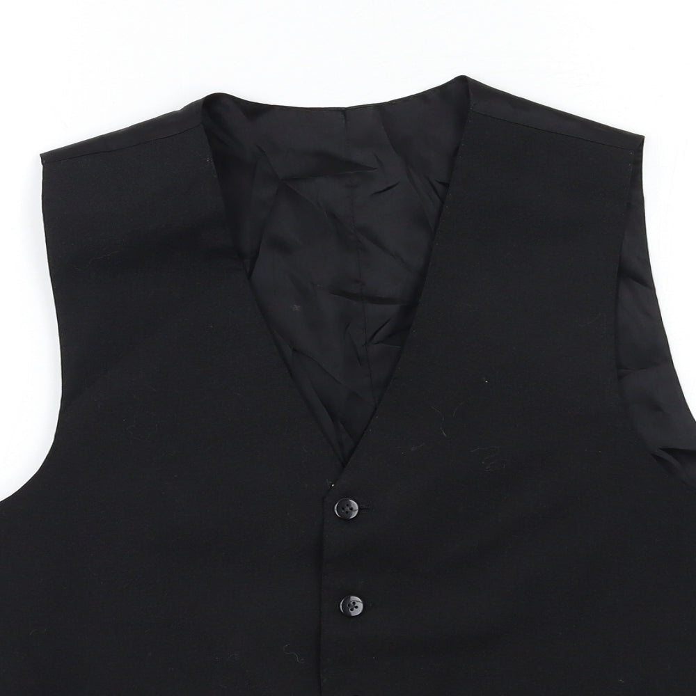 Preworn Mens Black   Jacket Suit Waistcoat Size 38
