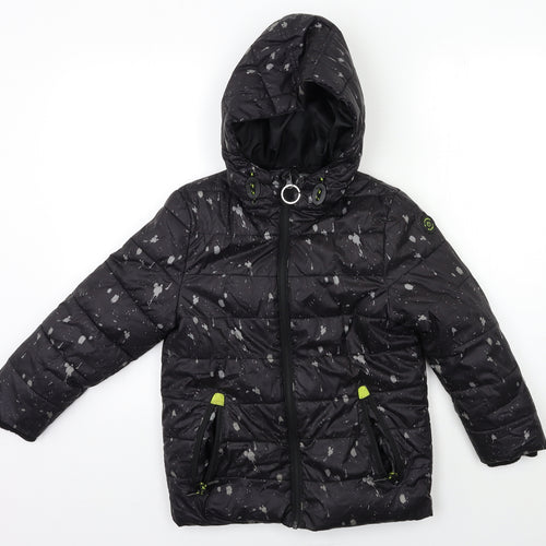 Nutmeg Boys Black Geometric  Puffer Jacket Coat Size 8 Years