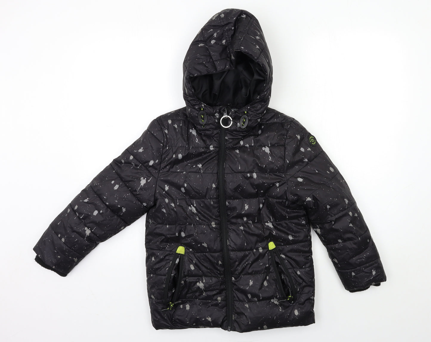 Nutmeg Boys Black Geometric  Puffer Jacket Coat Size 8 Years