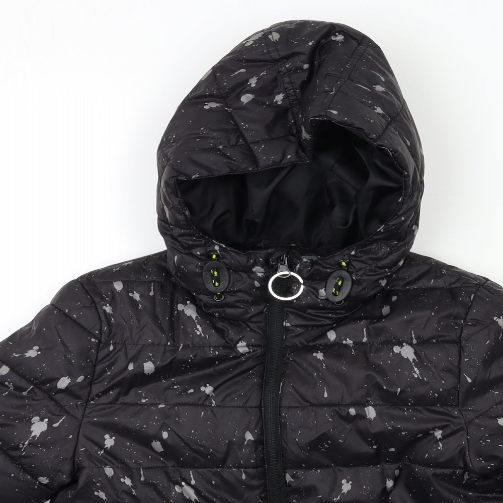 Nutmeg Boys Black Geometric  Puffer Jacket Coat Size 8 Years