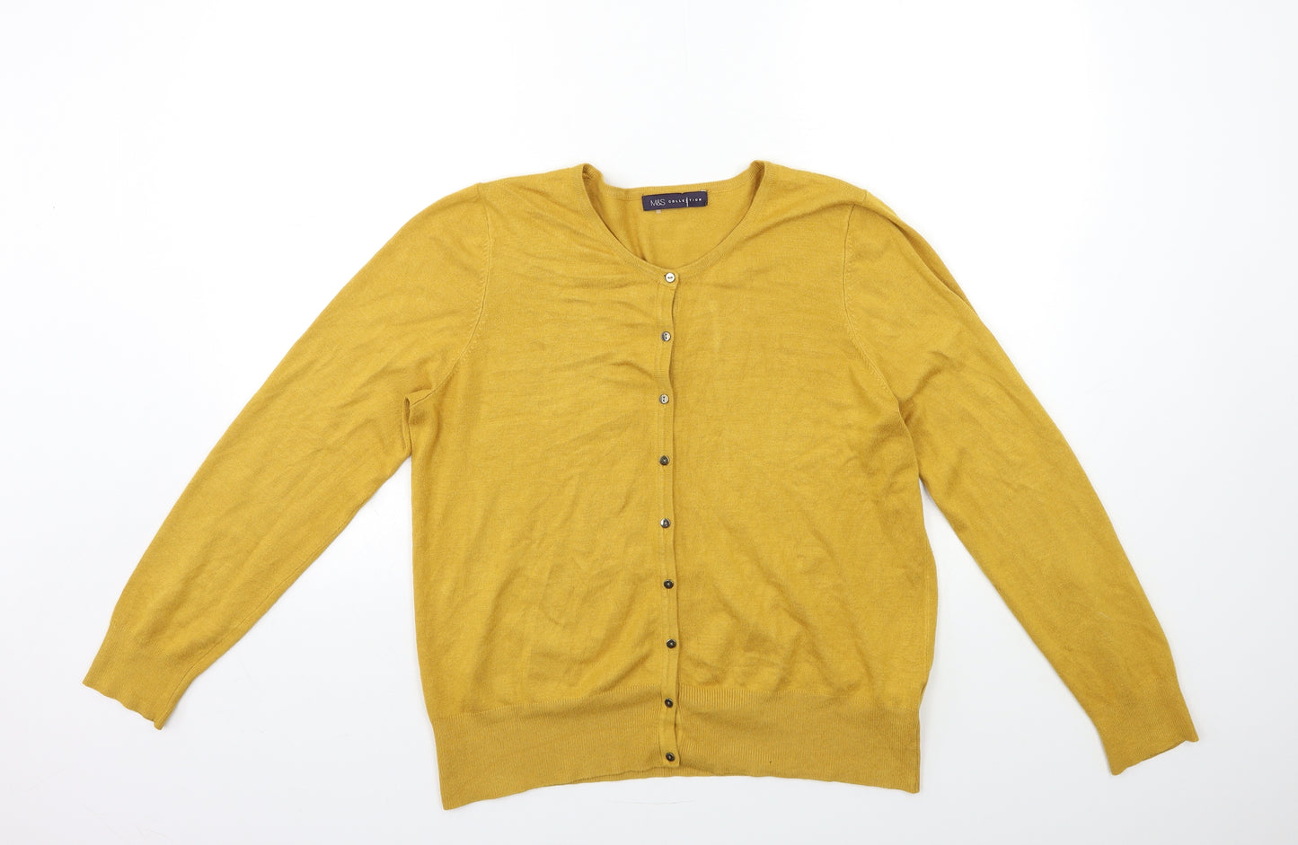 Marks and Spencer Womens Yellow  Knit Cardigan Jumper Size 16