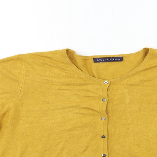 Marks and Spencer Womens Yellow  Knit Cardigan Jumper Size 16