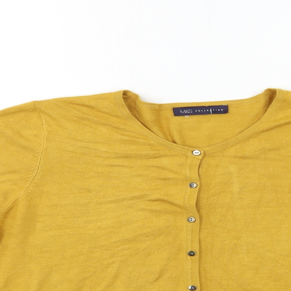 Marks and Spencer Womens Yellow  Knit Cardigan Jumper Size 16
