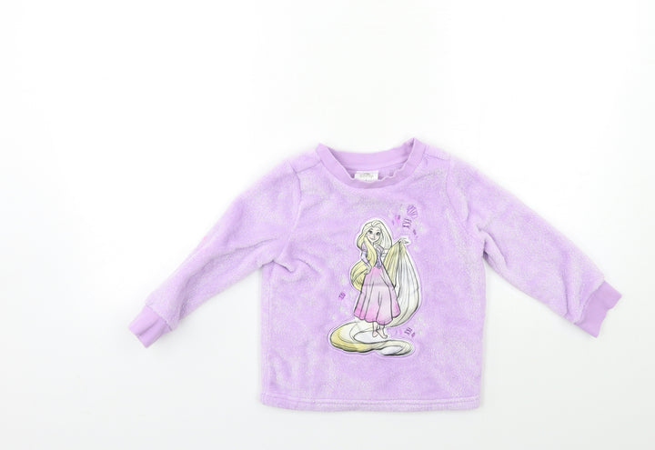 Disney Girls Purple Fleece Top Pyjama Top Size 3 Years - tangled