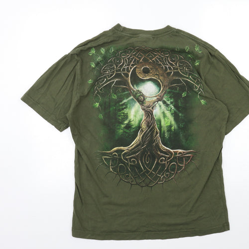Spiral Mens Green Geometric   T-Shirt Size M