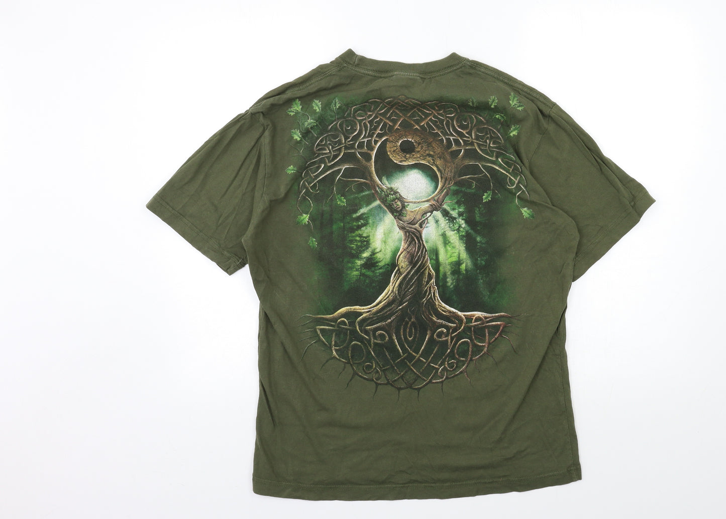 Spiral Mens Green Geometric   T-Shirt Size M