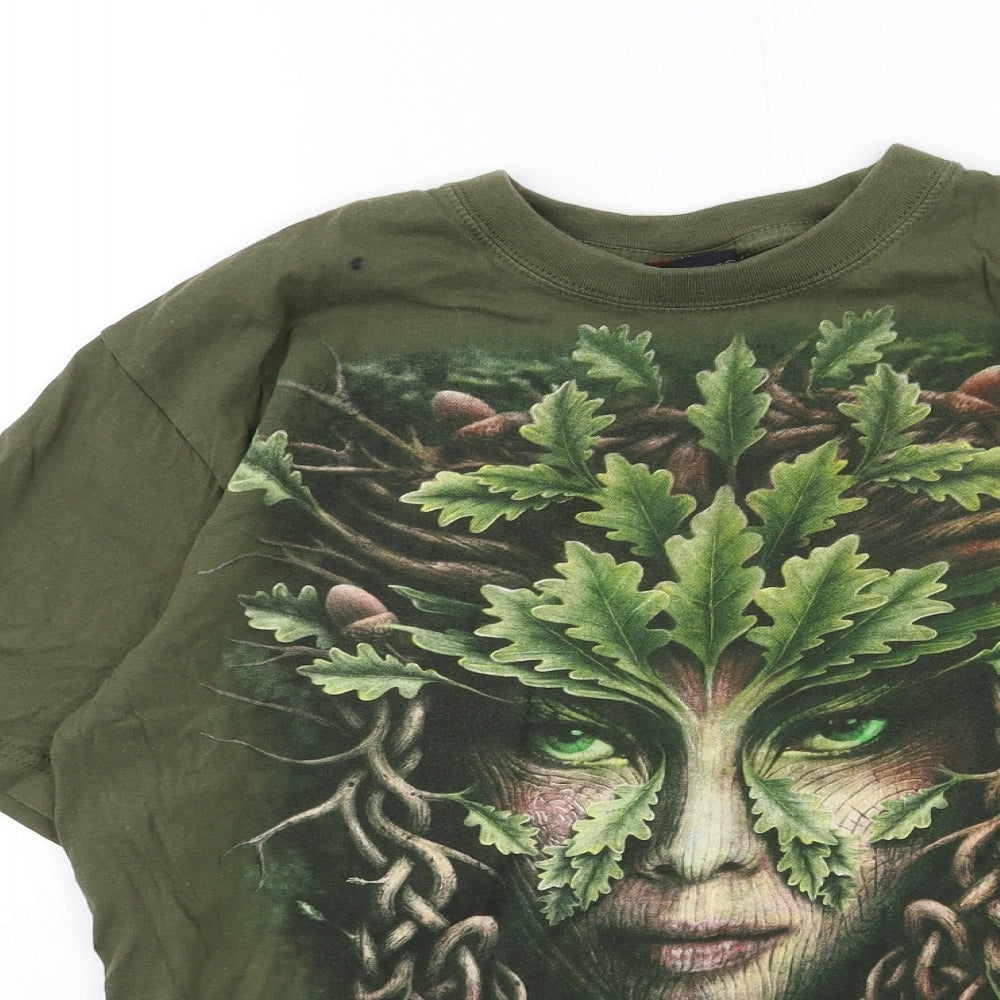 Spiral Mens Green Geometric   T-Shirt Size M