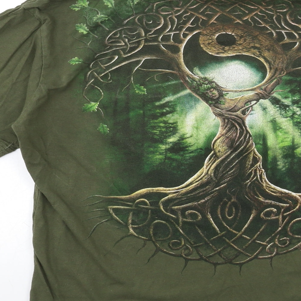 Spiral Mens Green Geometric   T-Shirt Size M