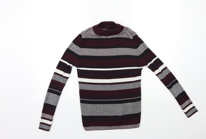New Look Womens Purple Striped Knit Pullover Jumper Size 12